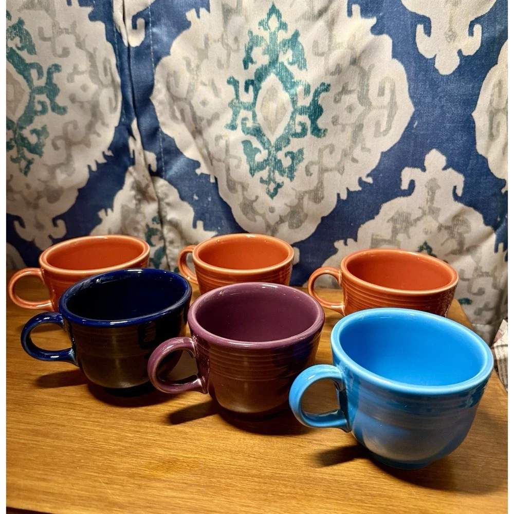 Vintage‎ Fiestawear: 6  Tea Cups Blue, Purple, Orange